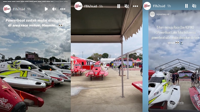 Penampakan Kapal Pembalap F1 Powerboat Danau Toba Parkir di Race Venue