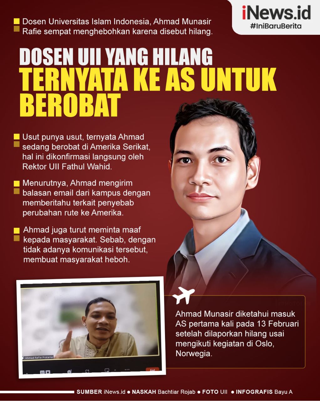 Infografis Dosen UII yang Hilang Ternyata Berobat ke AS