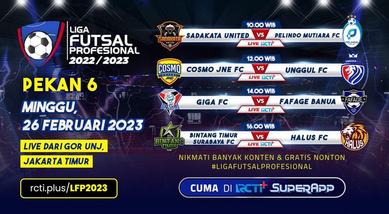Link Live Streaming Liga Futsal Profesional Hari Ini: BTS Vs Halus FC, Sadakata Lawan Pelindo