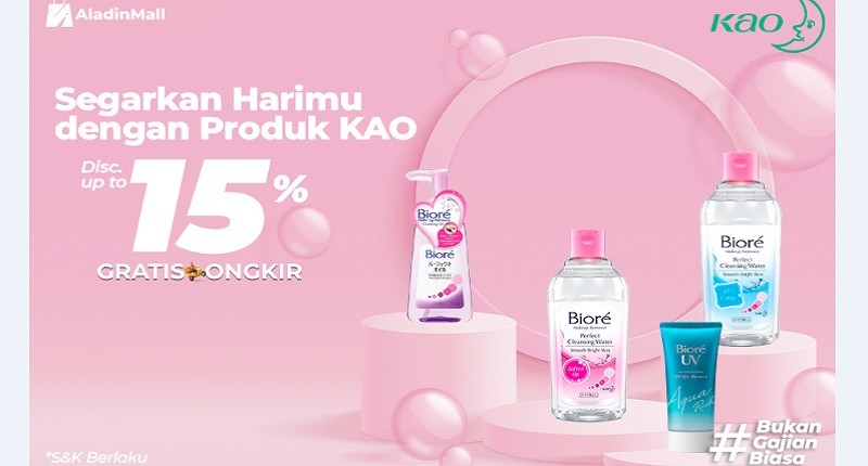 Wajah Bersih Kantong Aman dengan Beli Biore di AladinMall, Dapatkan Diskon s.d 15% + Gratis Ongkir! Buruan
