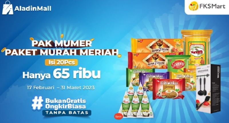 Beli Sembako Murah hanya di AladinMall, 17 pcs Cuma Rp65.000 Aja + Gratis Ongkir tanpa Batas!