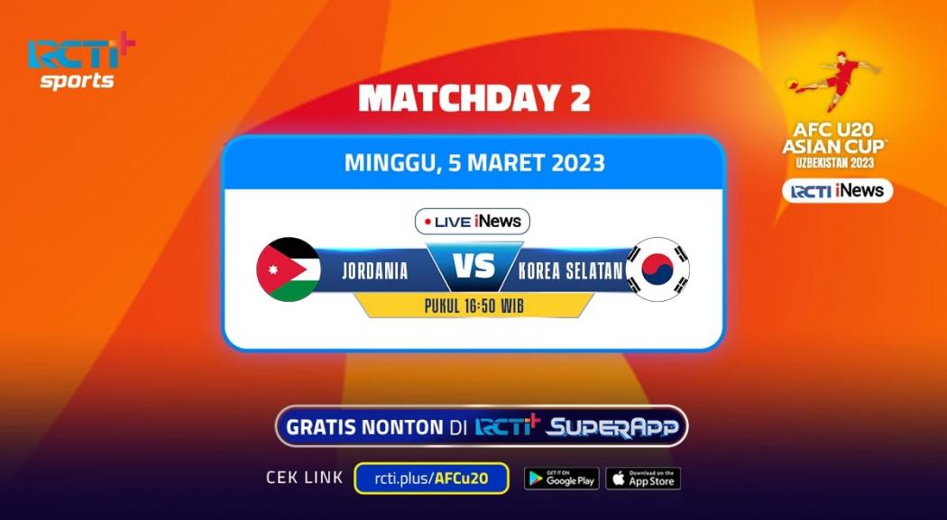 Link Live Streaming Piala Asia U-20 2023 Jordania Vs Korea Selatan Malam Ini