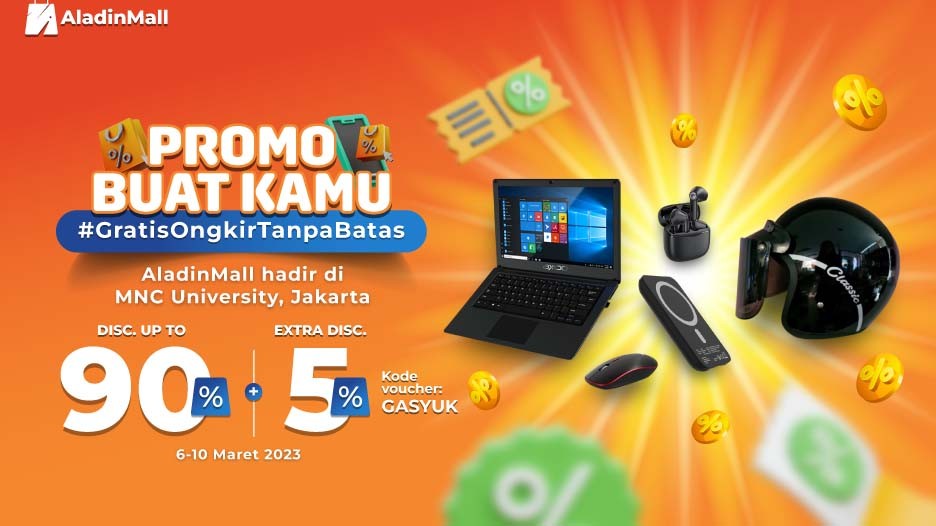 Mulai Besok! Kunjungi Booth AladinMall di MNC University, Ada Diskon s.d 90 Persen + Ekstra 5 Persen + Gratis Ongkir! Buruan