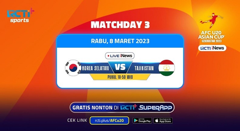 Link Live Streaming Piala Asia U-20 2023 Korea Selatan Vs Tajikistan Malam Ini