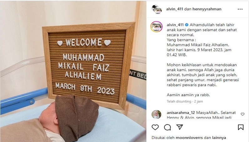 Selamat! Alvin Faiz dan Henny Rahman Dikaruniai Anak Pertama, Namanya Jadi Sorotan
