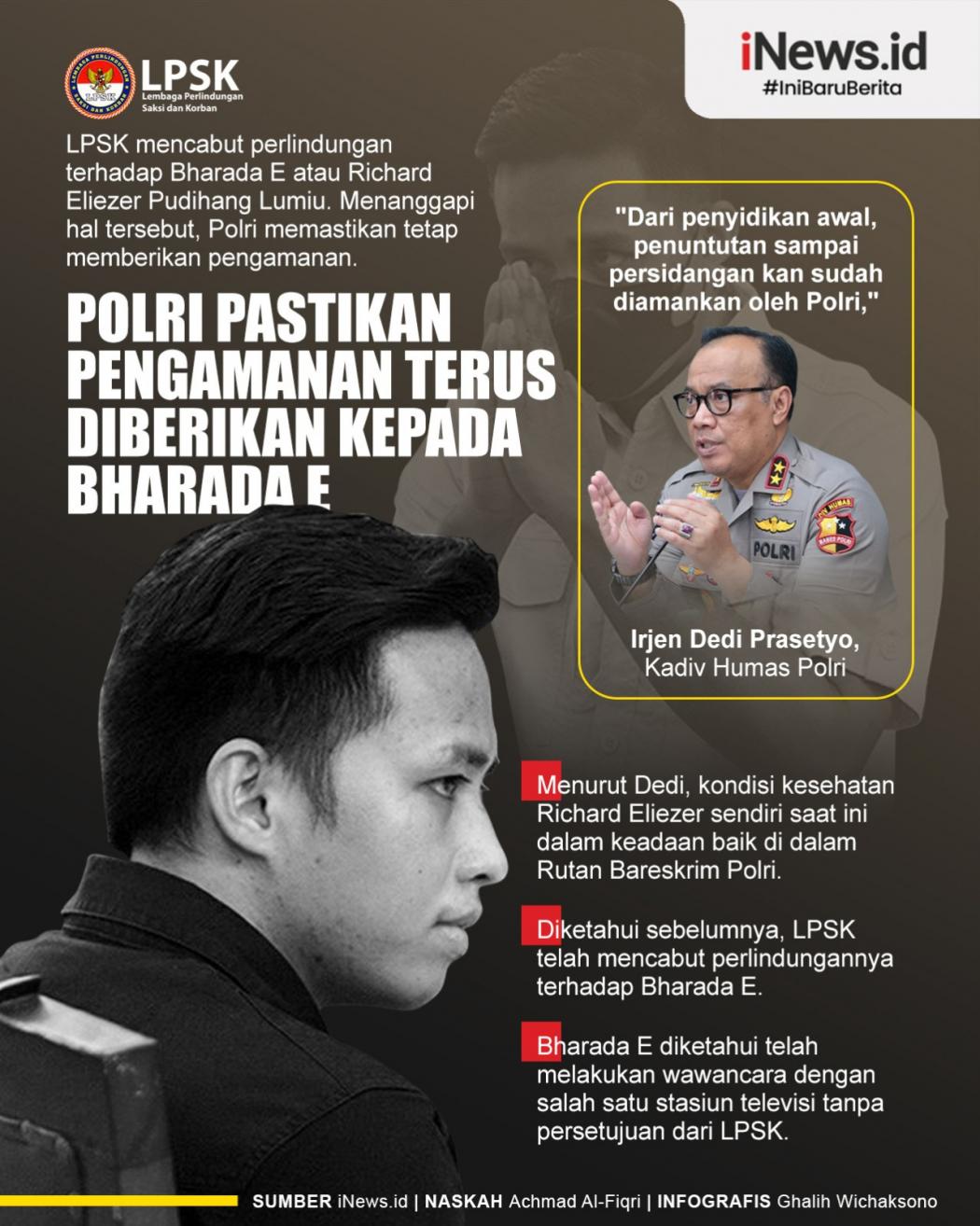 Infrografis Polri Pastikan Pengamanan Terus Diberikan kepada Bharada E