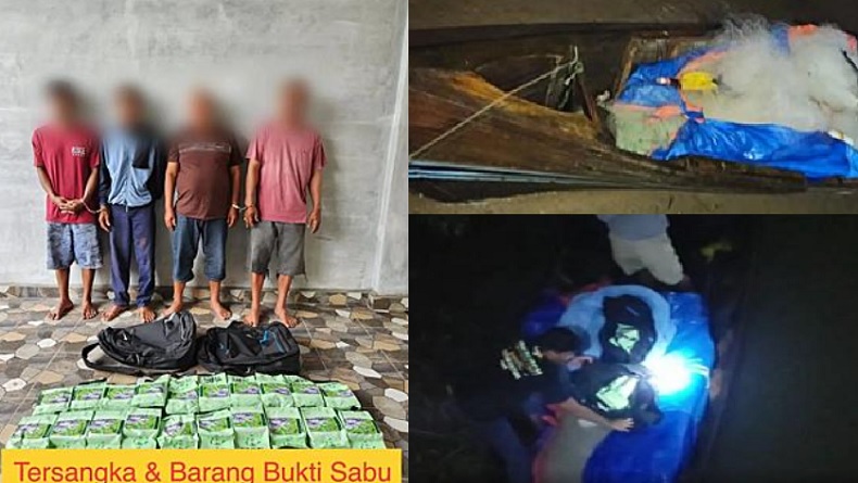 Tergiur Upah Rp20 Juta, 4 Pria Ini Nekat Ambil Sabu Kiriman dari Malaysia