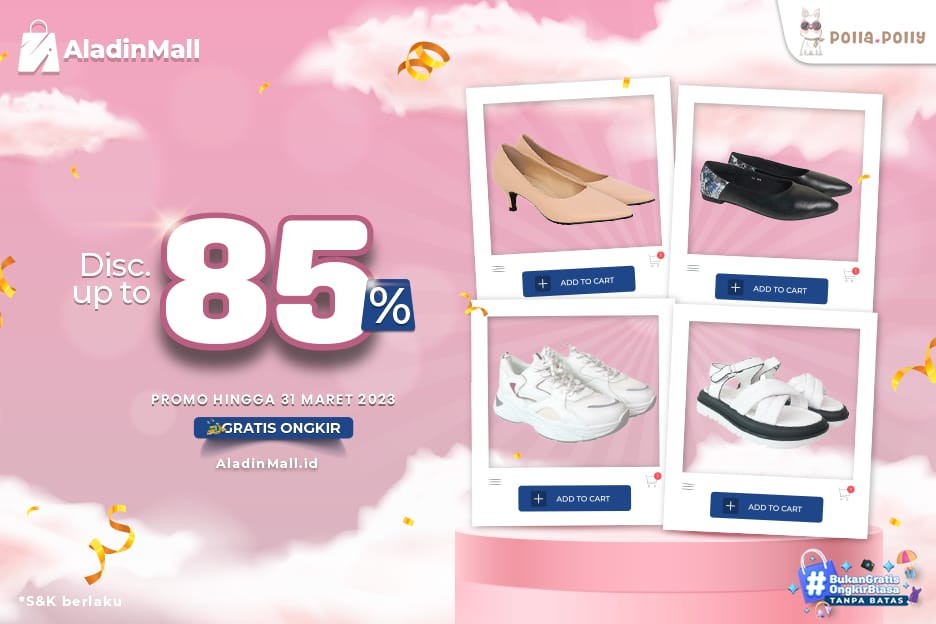 Yuk Serbu Tas dan Sepatu Polla Polly di AladinMall! Ada Diskon hingga 85% + Gratis Ongkir Tanpa Batas