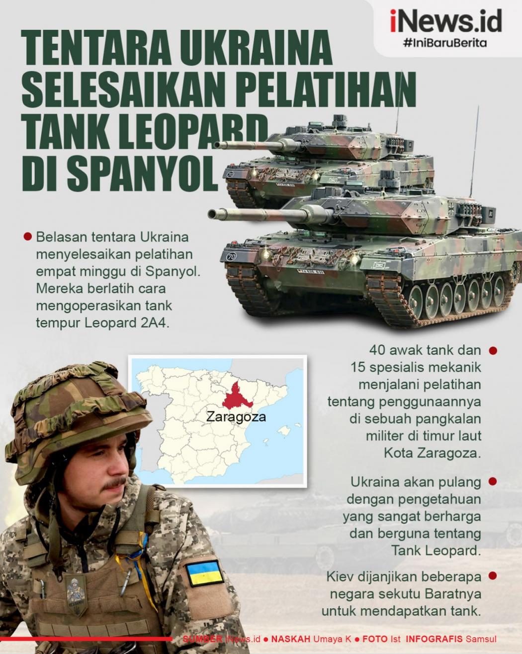 Tentara Ukraina Selesaikan Pelatihan Tank Leopard di Spanyol