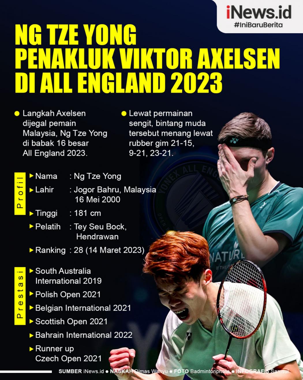 Infografis Profil Ng Tze Yong Penakluk Viktor Axelsen di All England 2023