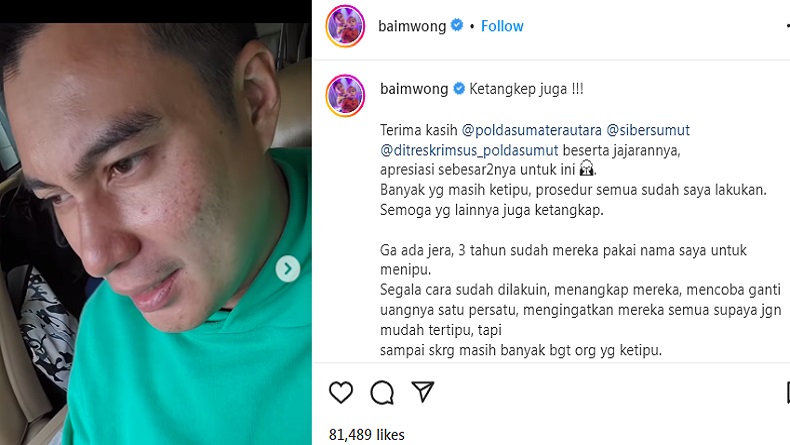 Kesal Dicatut Penipu Modus Give Away, Baim Wong: 3 Tahun Mereka Pakai Nama Saya