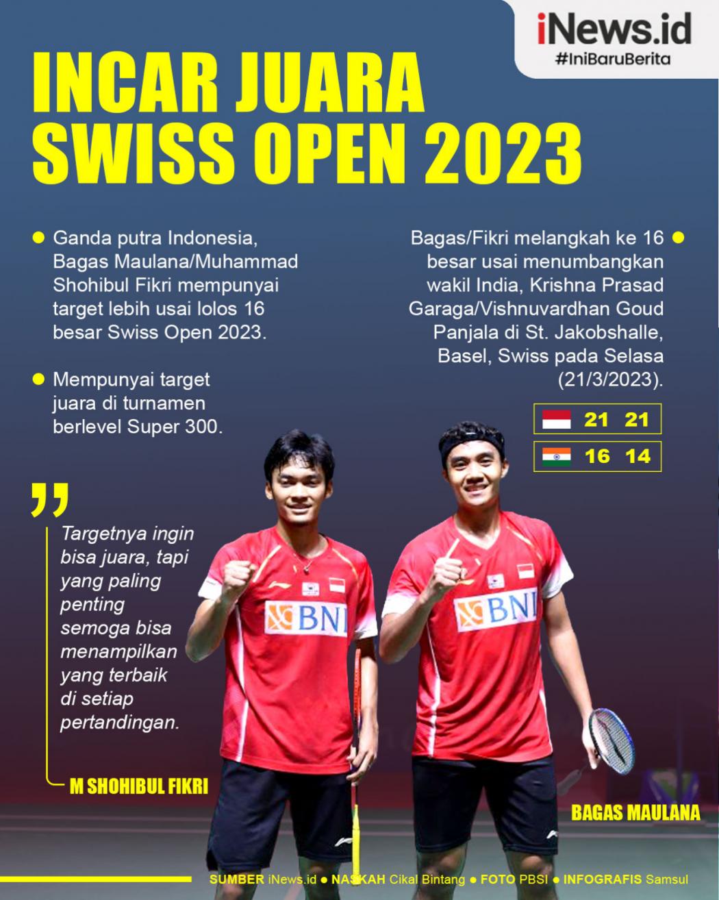 Infografis Bagas/Fikri Incar Juara Swiss Open 2023!