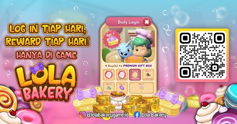 Log In Tiap Hari, Reward Tiap Hari! Hanya di Game Lola Bakery!