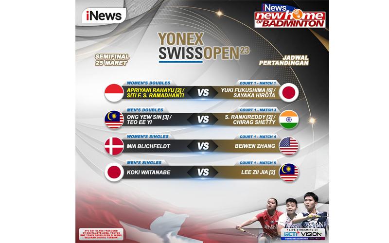 Apriyani/Fadia dan Gregoria Berburu Tiket Final Swiss Open 2023 Hari ini, LIVE iNews