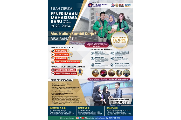 Pengumuman, STIE Indonesia Jakarta Telah Buka Pendaftaran Mahasiswa Baru 