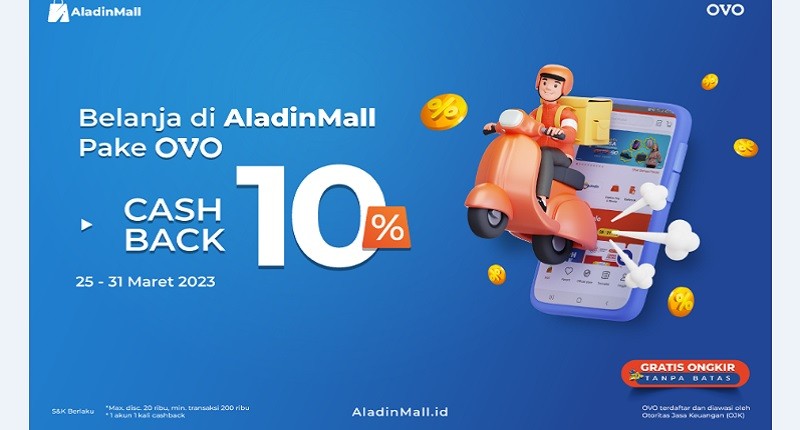 Kabar Gembira, Kini Aladiners Bisa Bayar Pakai OVO Dapat Cashback 10% di AladinMall!