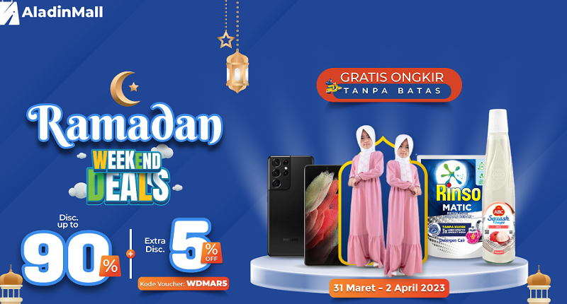 Cuma 3 Hari! Serbu Promo Weekend Deals di AladinMall, Ada Diskon s.d 90% + Ekstra 5% & Gratis Ongkir