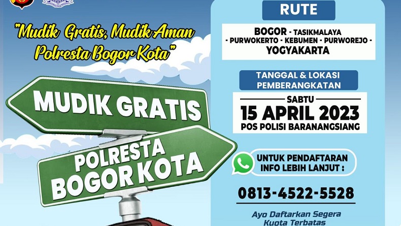 Asyik, Polres Bogor Siapkan Program Mudik Gratis, Ini Jadwal dan Rutenya