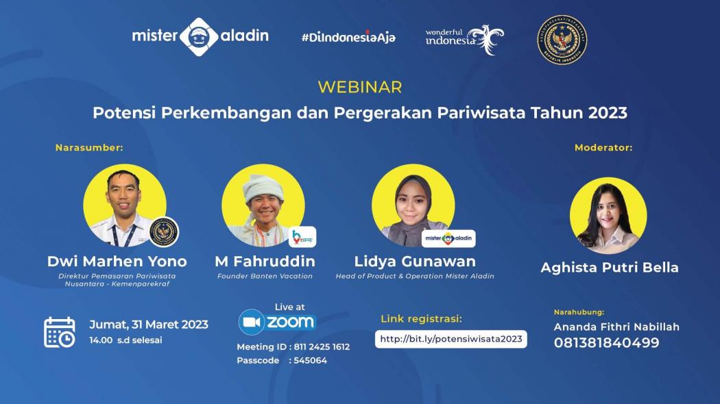 Mister Aladin Gandeng Local Tour Operator (LTO) se-Indonesia dalam Webinar bersama Kemenparekraf