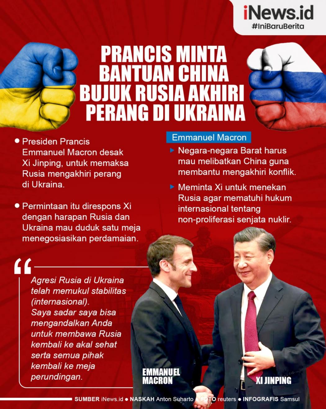 Infografis Prancis Minta China Bujuk Rusia Akhiri Perang di Ukraina