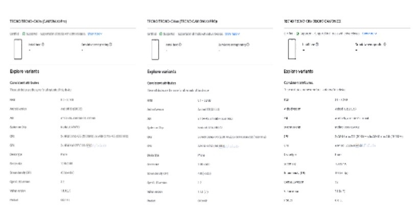Tecno Camon 20 dan 20 Pro Terdaftar di Google Play, Ini Spesifikasi Kunci yang Terungkap