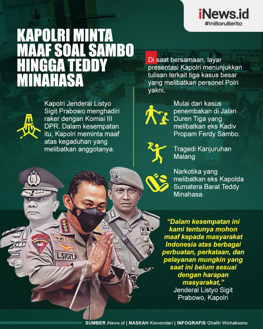 Infografis Kapolri Minta Maaf soal Sambo hingga Teddy Minahasa di Depan Komisi III DPR