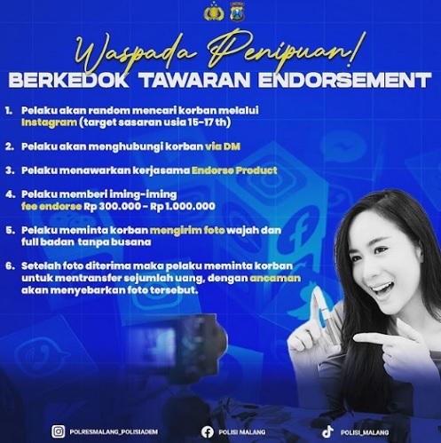 Warga Malang Waspada Penipuan Berkedok Endorse di Medsos, Korban Diminta Foto Telanjang