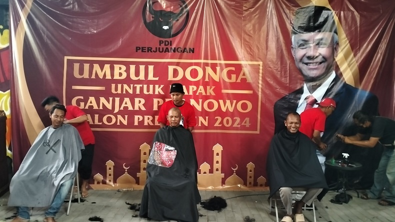 Ganjar Resmi Capres PDIP, Puluhan Warga Sukoharjo Cukur Gundul