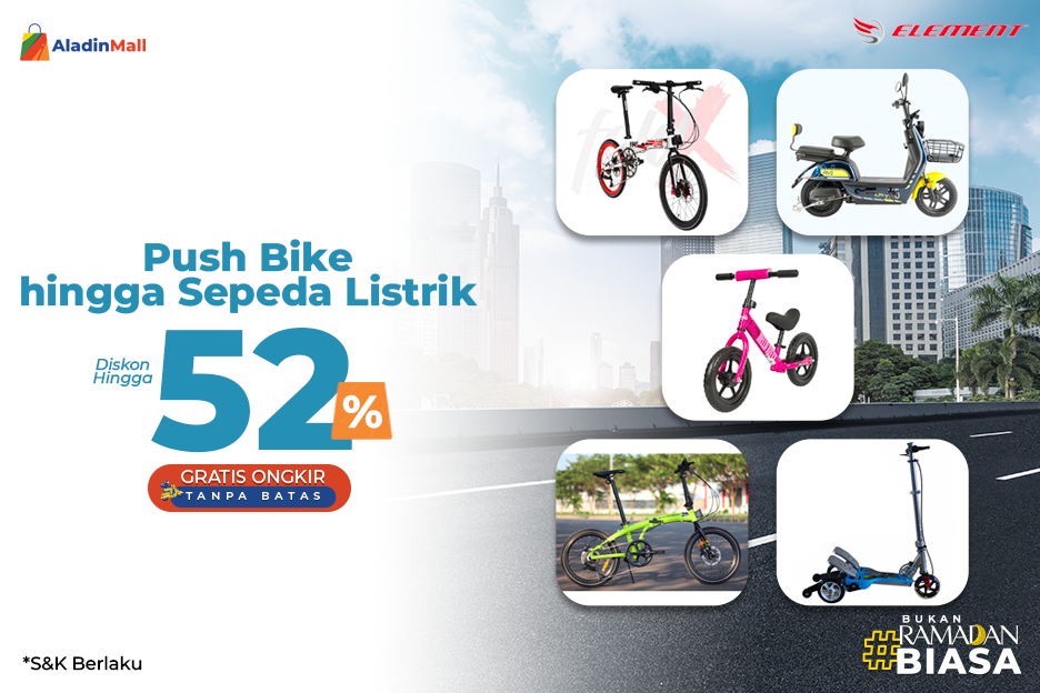 Cari Sepeda Lipat hingga Listrik? Beli di AladinMall Aja, Ada Diskon s.d 52 persen + Gratis Ongkir!