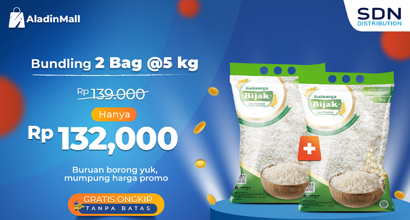 Asyik, Promo Beras Keluarga Bijak Hadir Lagi + Gratis Ongkir di AladinMall! Cuss Diborong