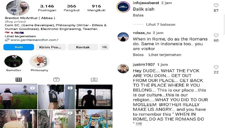 Netizen Serbu Akun Instagram WNA Australia yang Ludahi Imam Masjid di Buahbatu Bandung