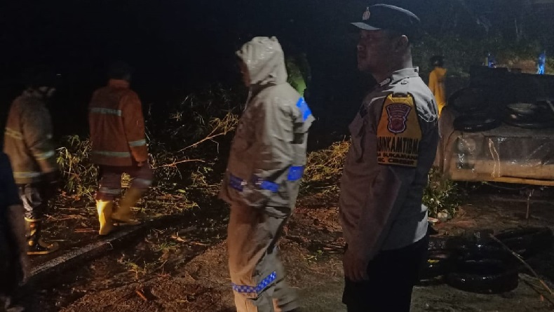 Puluhan Pohon Bambu Tumbang Tutup Jalan, Cianjur-Sindangbarang sempat Lumpuh