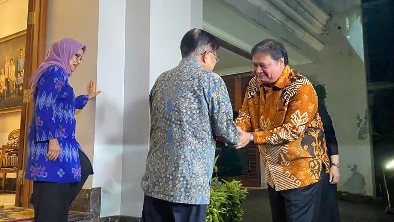 Airlangga Temui JK, Bahas Rencana Koalisi Besar Partai Golkar di Pemilu 2024