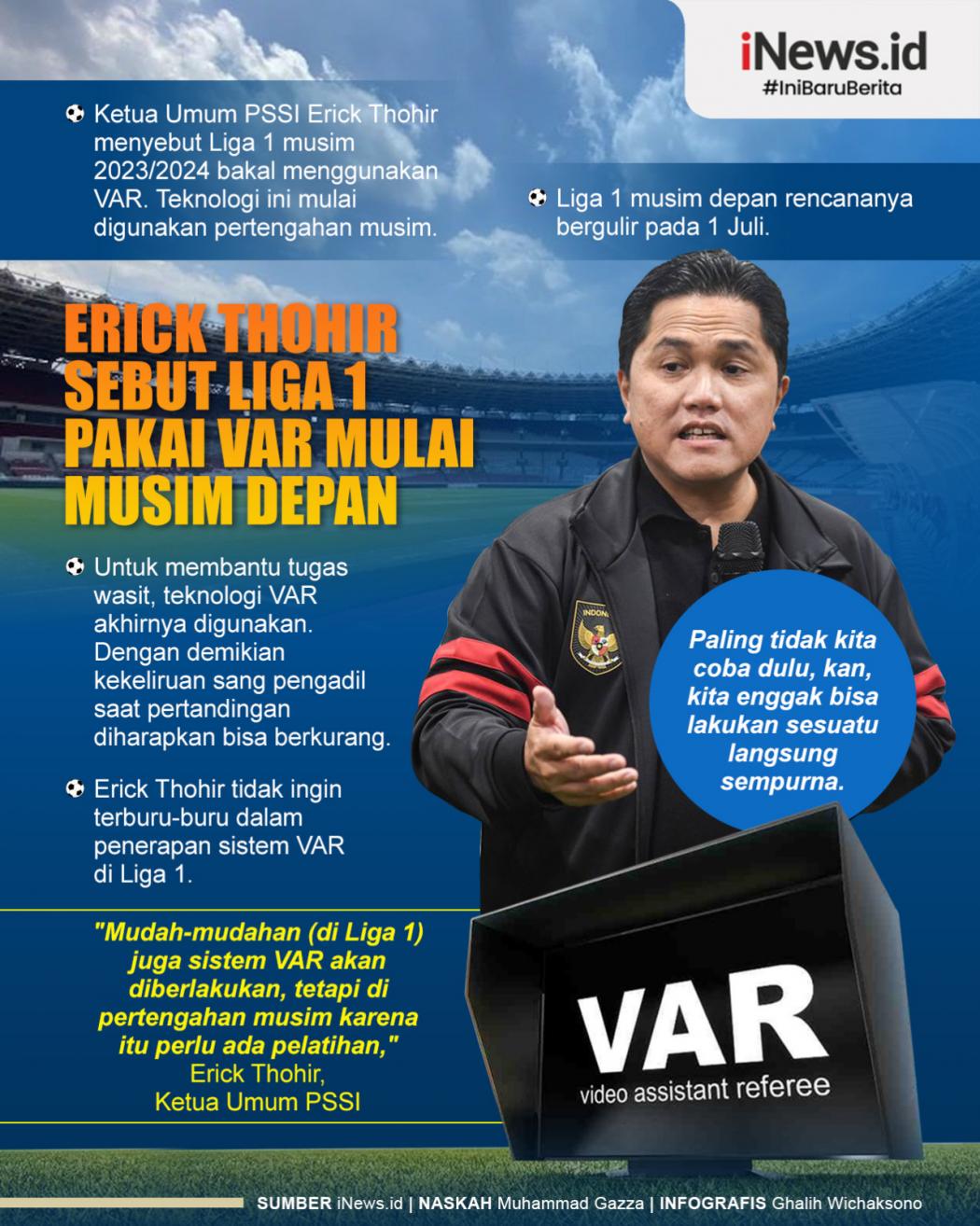 Infografis Erick Thohir Sebut Liga 1 Pakai VAR Mulai Musim Depan