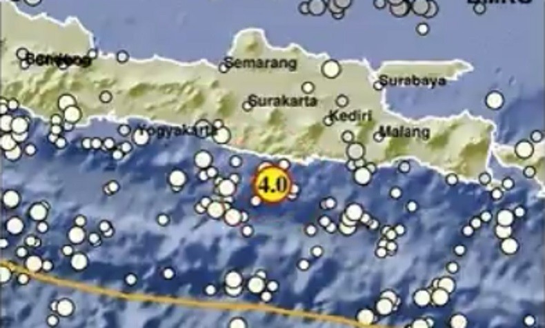 Gempa Hari Ini M4,0 Guncang Pacitan, Pusat Getaran di Laut