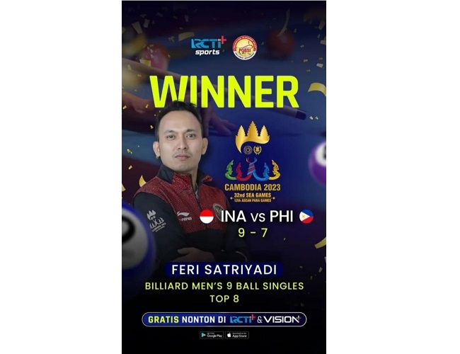 Atlet Biliar Indonesia Feri Satriyadi Gemilang di SEA Games 2023, Tembus Babak 8 Besar