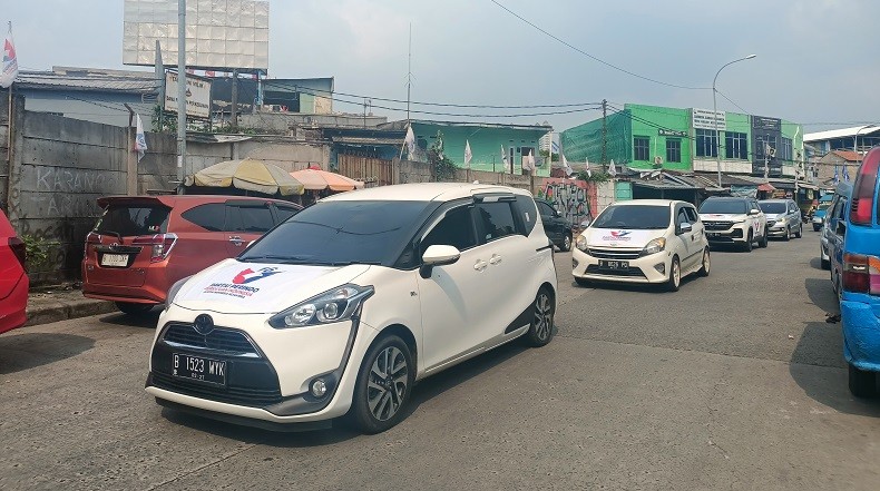 Daftar ke KPU Depok, Puluhan Bacaleg Partai Perindo Konvoi dari Kantor DPD