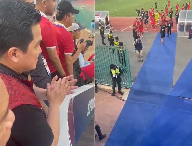 Momen Erick Thohir Sambut Timnas Indonesia U-22 usai Libas Vietnam di SEA Games 2023