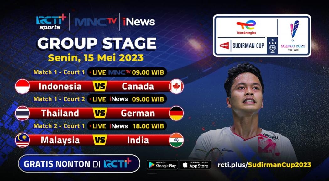 Link Live Streaming Piala Sudirman 2023 Indonesia Vs Kanada Hari Ini, Gratis