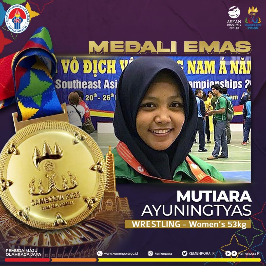 Mantap! Pegulat Mutiara Ayuningtias Raih Emas Ke-74 untuk Indonesia di SEA Games 2023