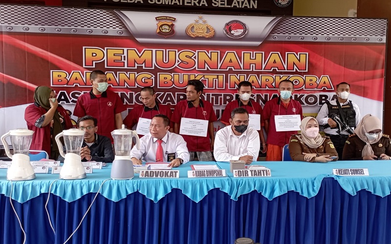 Polda Sumsel Musnahkan Narkoba Hasil Tangkapan Sebulan Terakhir