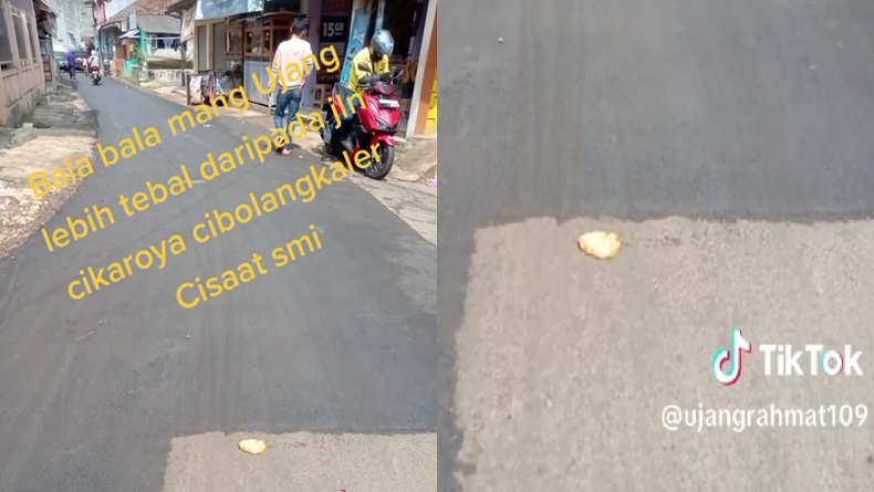 Protes Perbaikan Jalan di Cikaroya Sukabumi, Warga Bandingkan Aspal Tipis dengan Bala-bala