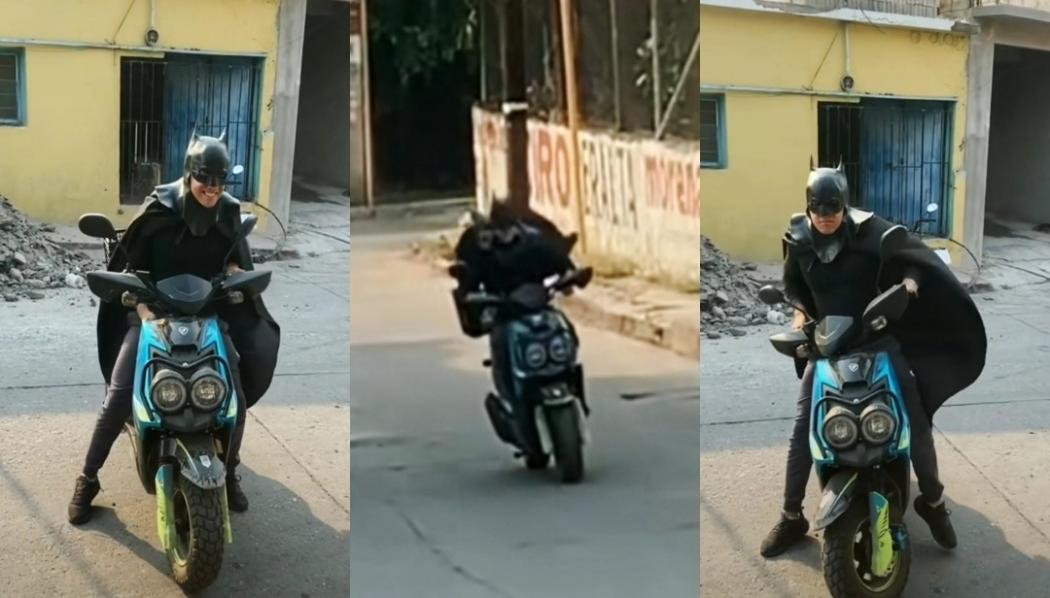 Viral Batman Naik Skuter Matic, Netizen: Ini Mah Satria Batang Hitam