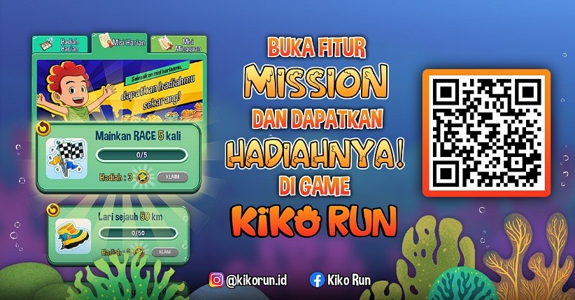 Dapatkan 500 Koin Hanya dengan Klik Fitur Mission di Game Kiko Run!