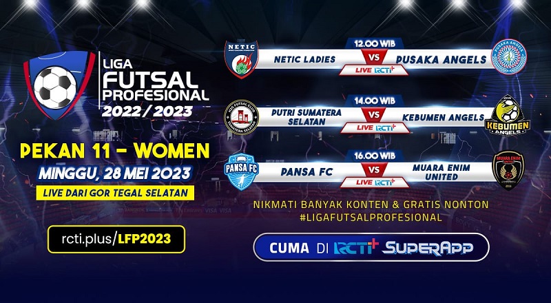 Link Live Streaming Liga Futsal Profesional 2023: Ada Netic Ladies Vs Pusaka Angels