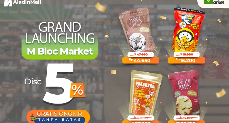 M Bloc Market Hadir di AladinMall, Dapatkan Diskon untuk Semua Produk + Gratis Ongkir!
