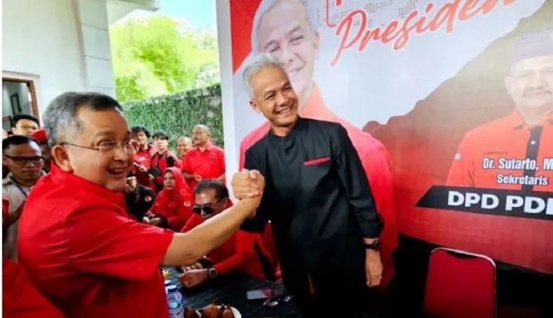 Momen Ganjar Pranowo Salam Komando dengan Trimedya, Siap Menangkan di Sumut
