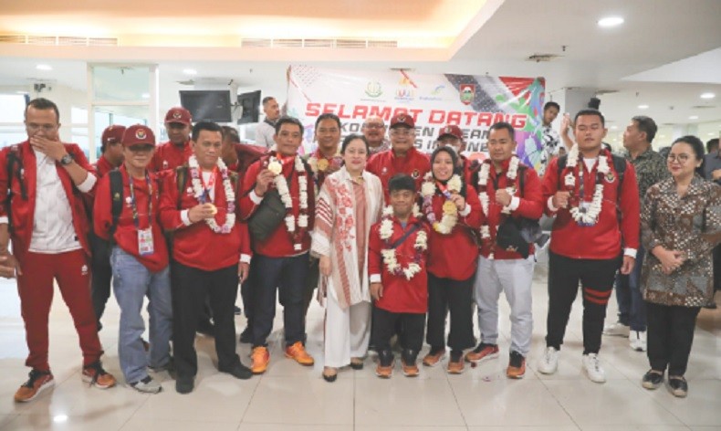Puan Sambut Kontingen Indonesia di ASEAN Para Games 2023, Bangga Hattrick Juara Umum 