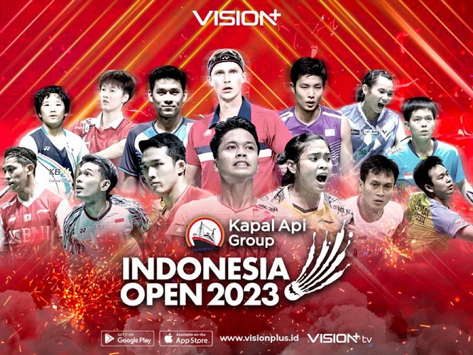 Dukung Anthony Ginting Dkk di Indonesia Open 2023, Live Vision+