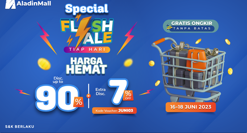 Nggak Ada Tanggal Tua Kalau Belanja di AladinMall, Kejar Diskon s.d 90% + 7% + Gratis Ongkir!